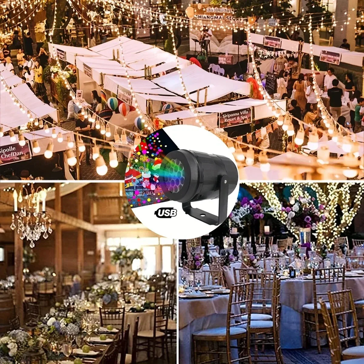 LED Snowflake Christmas Laser Projector Light,16 patterns Waterproof Rotating Christmas Stage Lights Christmas Decoration