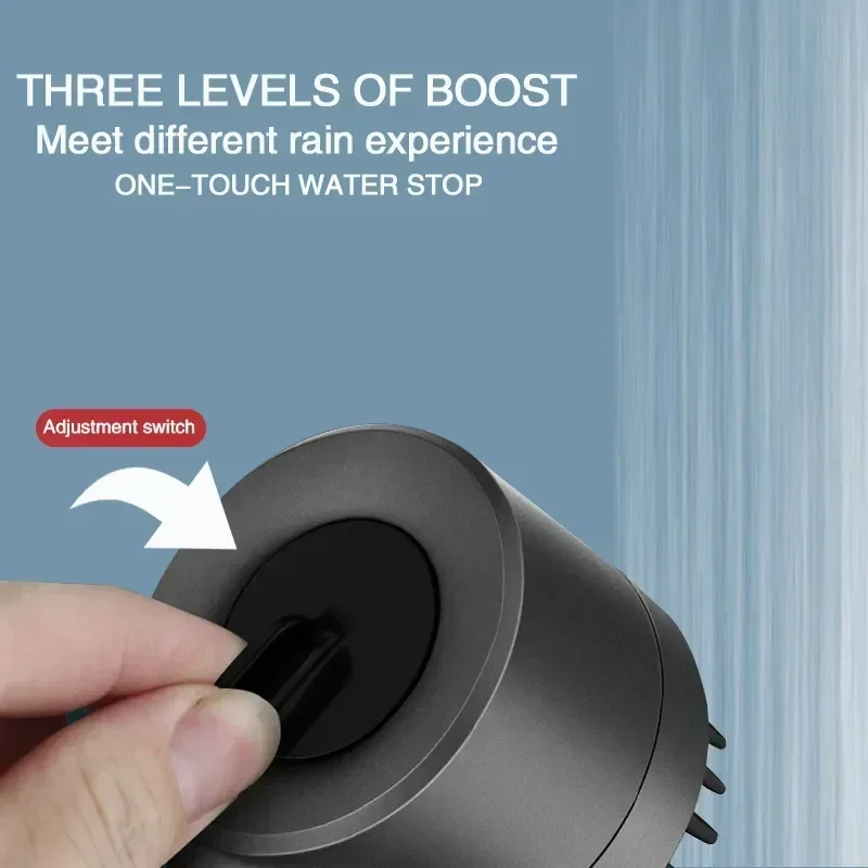 Cabeça de chuveiro com filtro de alta pressão, spray ajustável de 3 modos com escova de massagem, torneira de chuva, conjunto de chuveiro, acessório de banheiro