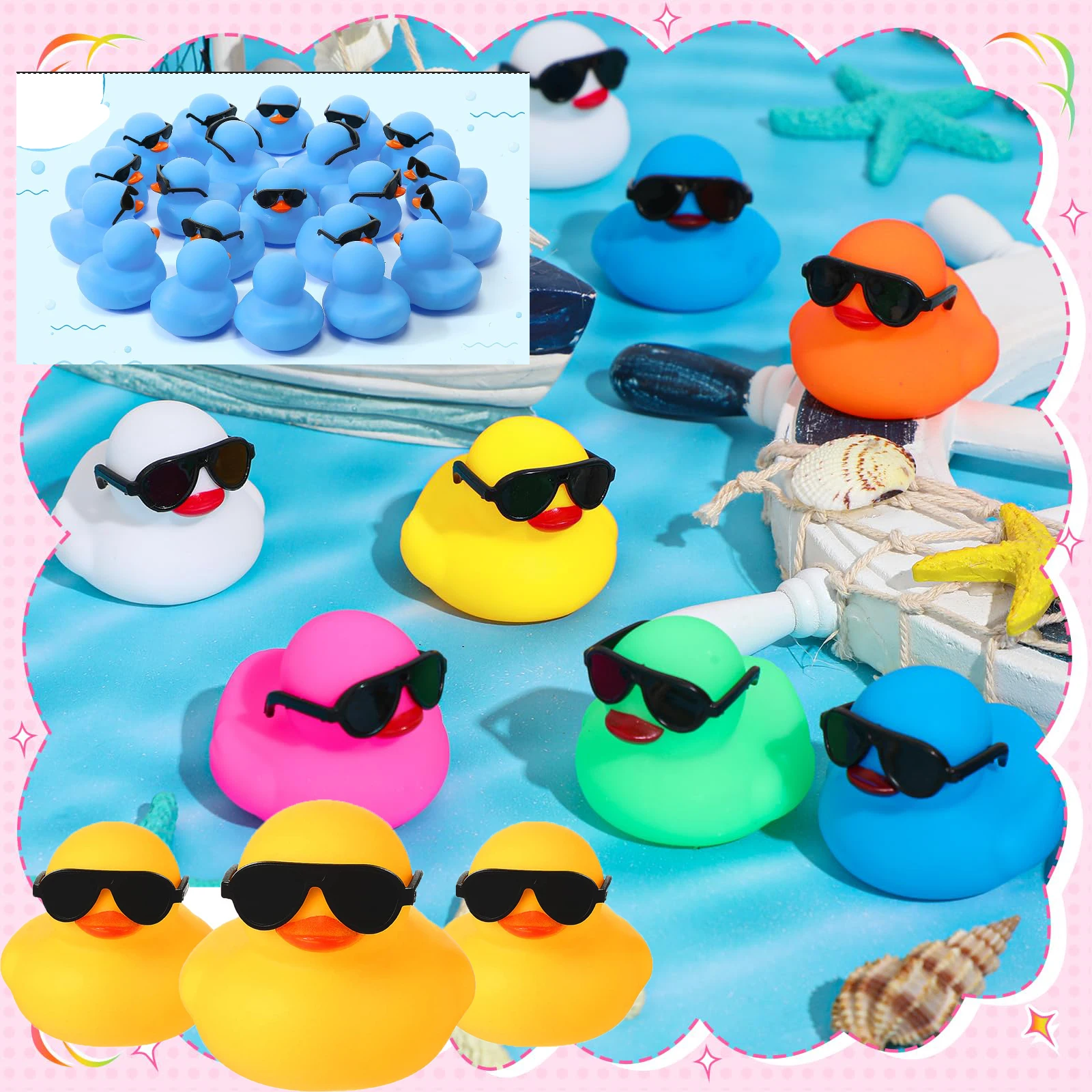 6/12/24P/48CS  Mini Rubber Ducks Duck Toys Mix Color Squeak and Float Ducks Toy for  Kids Party Birthday Supplies Rubber Duck