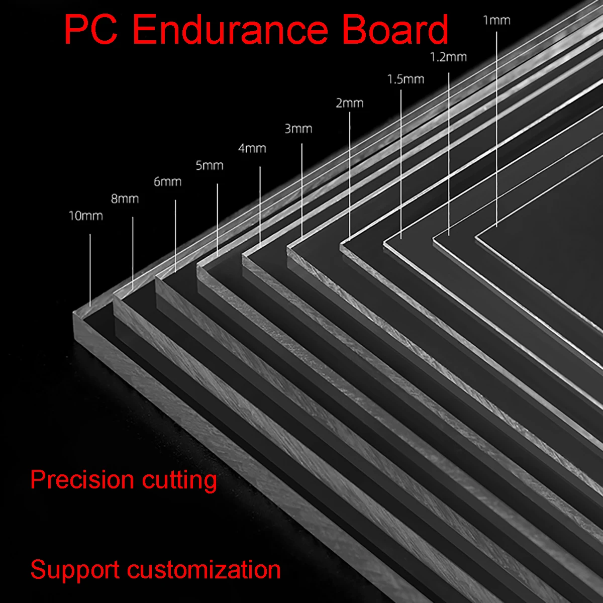 Hojas de PC gruesas de 1,5-40mm, placa de policarbonato, tablero transparente 210x297 100x200 150x200 200x200 200x300 300x300 300x400 400x400mm