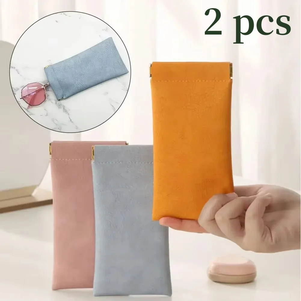 Estuche para gafas de sol cerrado automático, bolsa de almacenamiento de gafas de cuero PU, funda protectora impermeable, bolsa de almacenamiento para gafas, 2 uds.