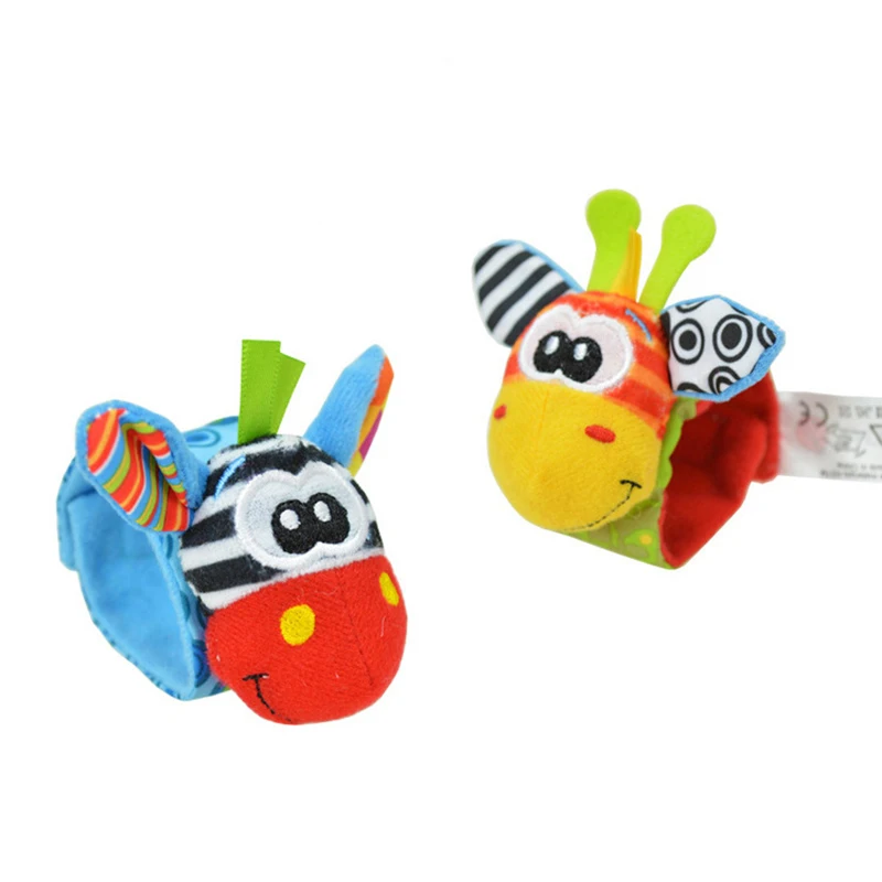 2 개/대 아기 딸랑이 장난감 귀여운 인형 동물 손목 딸랑이 발 파인더 양말 0 ~ 12 개월 유아 소년 소녀 신생아 선물