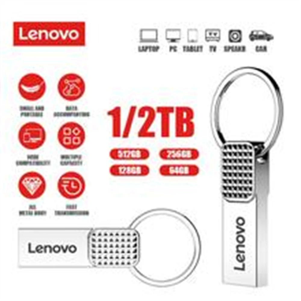 Lenovo USB Memoria 2TB OTG โลหะ USB 3.0 ไดรฟ์ปากกาคีย์ 1TB ประเภท C ความเร็วสูง Flashdisk Mini Flash Drive 128GB Memory Stick