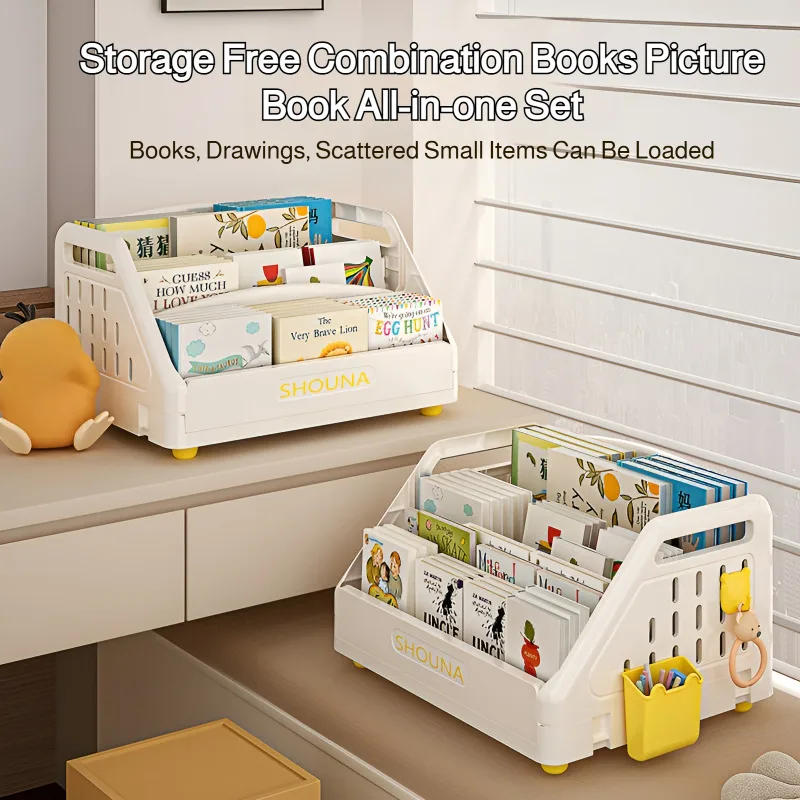 Children's Bookshelf Large Capacity Picture Book Rack Bay Window Desktop Storage Rack Simple Reading Rack Baby Toy Organizer