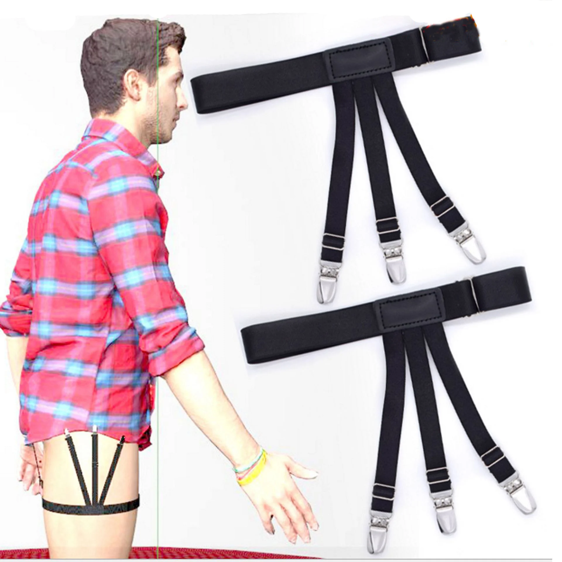 Camicia da uomo Stays Bretelle elastiche regolabili per le gambe Supporti per camicie antiscivolo Giarrettiere Bretelle antiscivolo resistenti alle pieghe Regali