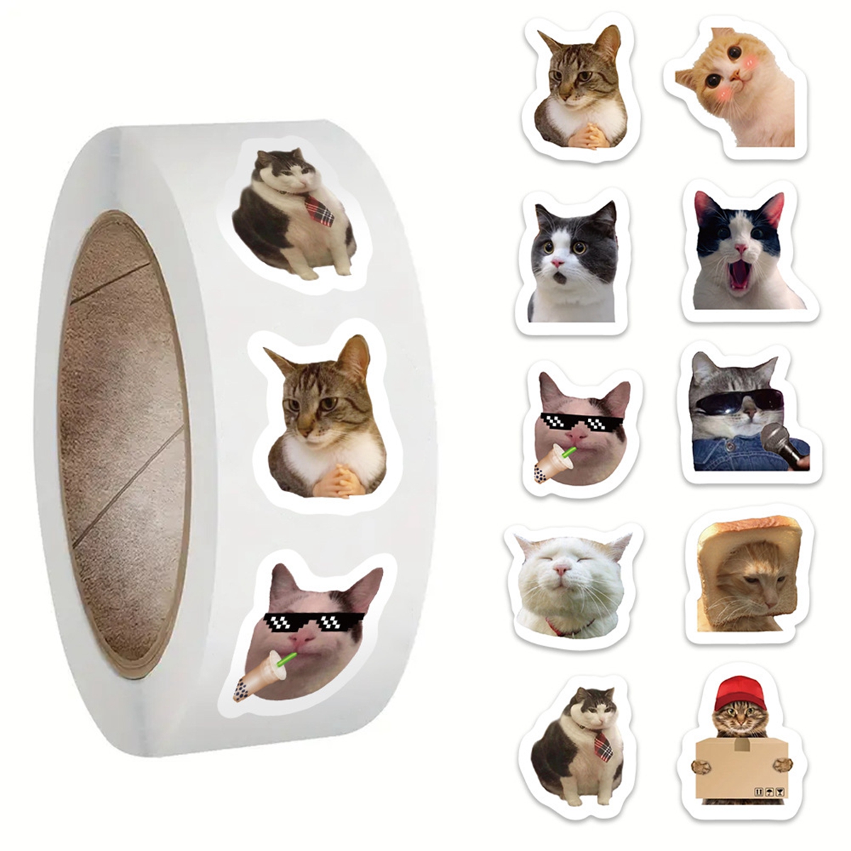100-500 Uds. Pegatinas de gato Meme de dibujos animados para pegatinas de recompensa escolar decoración de aula pegatina de estímulo para estudiantes y profesores