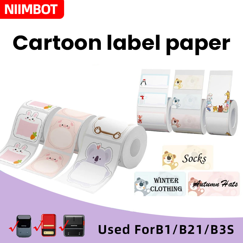 Niimbot Cartoon Pattern dla B1/B21/B203/B3S inteligentna przenośna drukarka etykiet termiczny papier do etykiet wodoodporne naklejki szybkie drukowanie