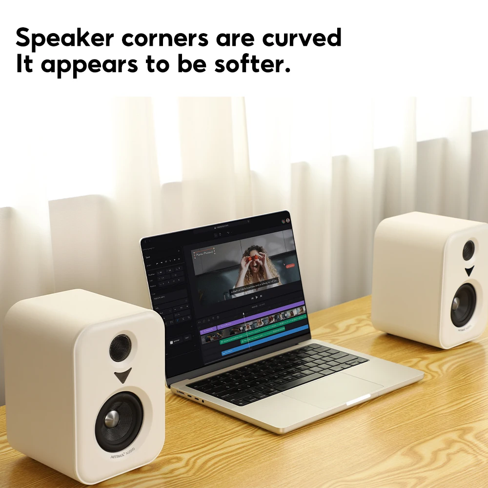 AIYIMA  Upgrade S400 Audio Bookshelf Active Speakers Studio Monitor 3 Inch Bluetooth USB DAC HiFi Home Subwoofer System TV PC