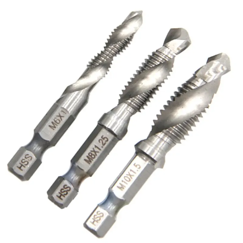 6pc Metric Composite Tap Natural Color Short Style Drilling and Tapping Integrated Machine Tap Hole Tapping and Chamfering Tool
