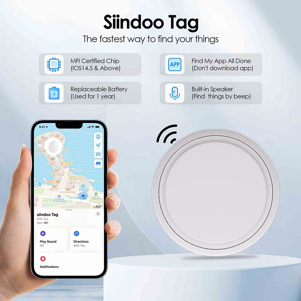 SiindooTag-instrumento GPS antipérdida para coche, posición precisa, Mini localizador GPS, seguimiento de coche, artefacto antipérdida, mochila para bicicleta eléctrica