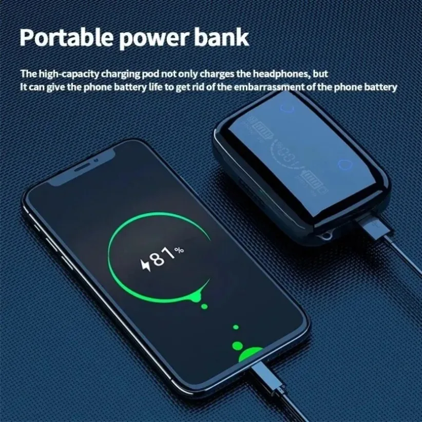 M19 Bluetooth 헤드셋 무선 Tws 게임 지원 소음 제거 터치 이어폰 미니 비상 전원 은행 헤드셋