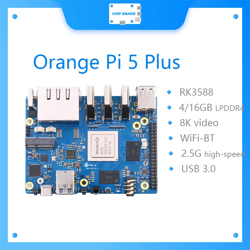 Одноплатный компьютер Orange Pi 5 Plus RK3588 Модуль PCIE Внешний WiFi-BT SSD 8K Orange Pi5 Plus Плата разработки демона