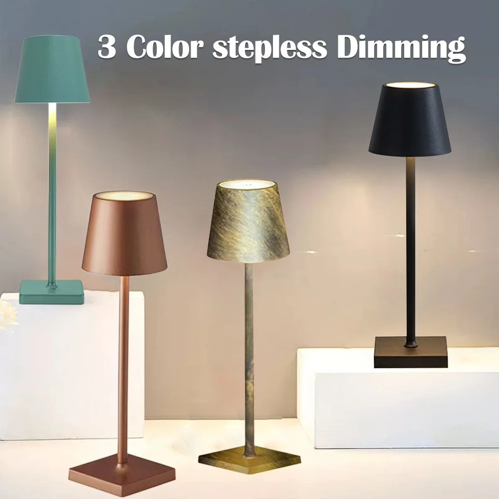 Lámparas de mesa LED de 3 niveles, lámpara de escritorio Led inalámbrica regulable, mesita de noche táctil, luz ambiental creativa, barra recargable por USB, decoración para exteriores