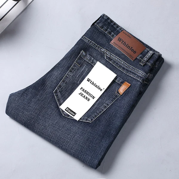 2024 nueva primavera otoño hombres pantalones vaqueros clásicos moda de negocios recto Regular azul pantalones vaqueros elásticos pantalones vaqueros inteligentes para hombres