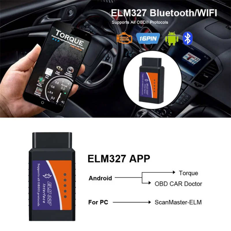 Herramienta de diagnóstico de coche, accesorio ELM327 V1.5 OBD2 escáner ELM-327 WIFI OBD2 lector de código Elm 327 Wifi 1,5 para Android/IOS/Windows