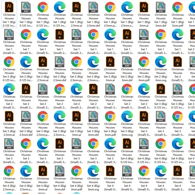 4 juegos de adornos navideños para el hogar, archivos con recortes láser, paquete de rompecabezas, diseños digitales, paquete de formatos vectoriales SVG DXF Ai