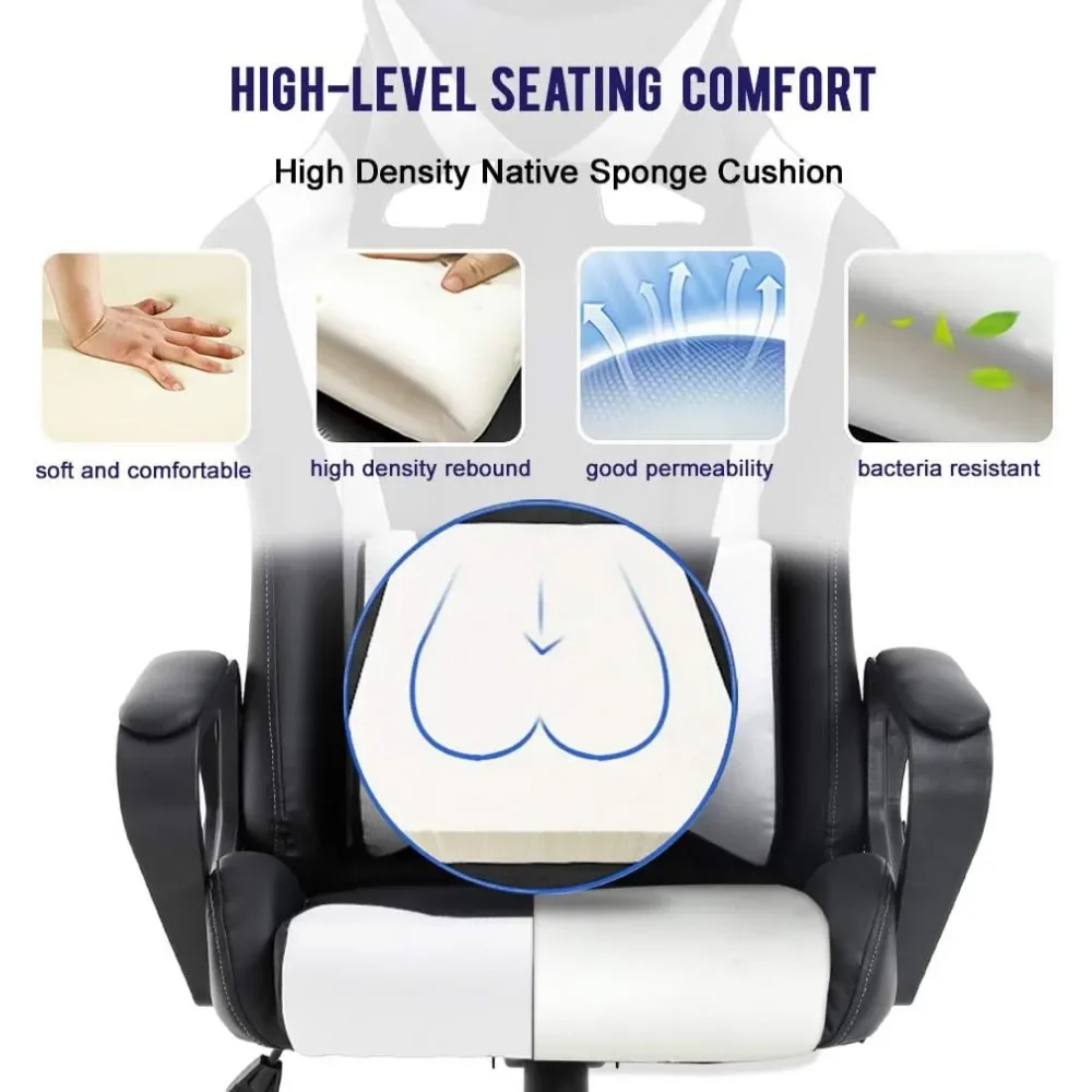High-Back Gaming Chair PC Office Chairs Computer Racing Chair PU Desk Task Chairs Ergonomic Executive Swivel Rolling