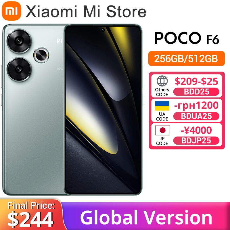 Poco f6 5g versão global celular 120hz fluxo amoled display 90w turbo carregamento 50mp sistema de câmera com ois snapdragon 8s gen 3