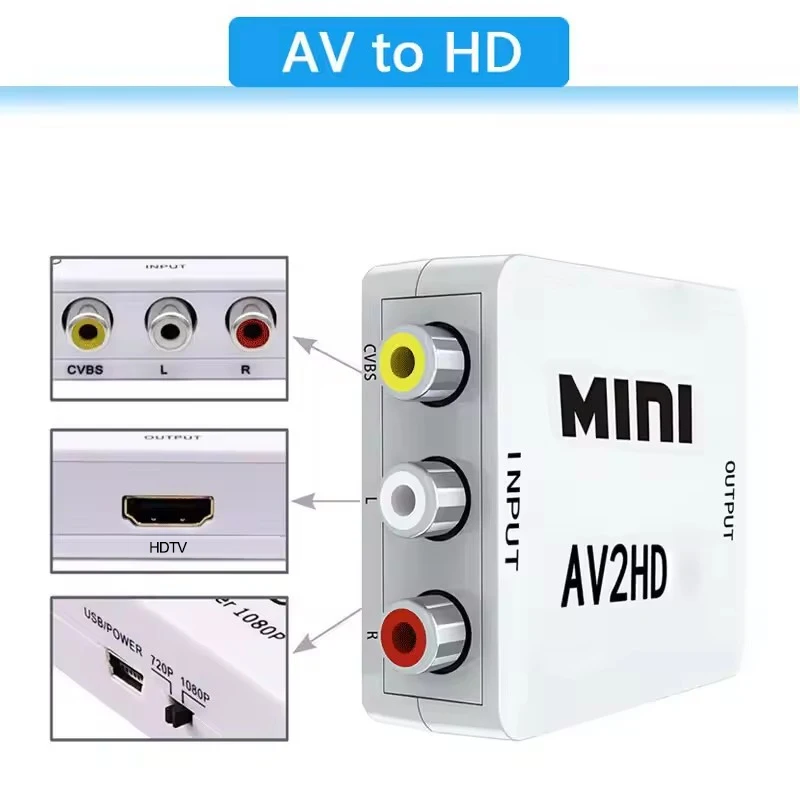 Adattatore AV 1080P compatibile HDMI a RCA Convertitore scaler AV composita video CVSB LR compatibile con HDMI per PC TV Xbox PS3