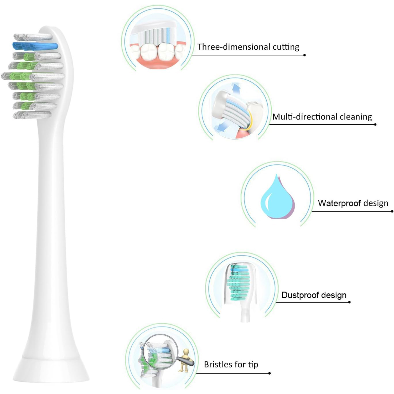 4pcs Replacement Brush Head Compatible with PH Sonic Care Diamondclean Electric Toothbrush