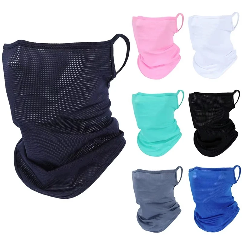 Máscara facial completa de seda de hielo para verano, pasamontañas transpirable, protección solar y UV, bufanda para motocicleta, polaina para el cuello, protección solar para bicicleta