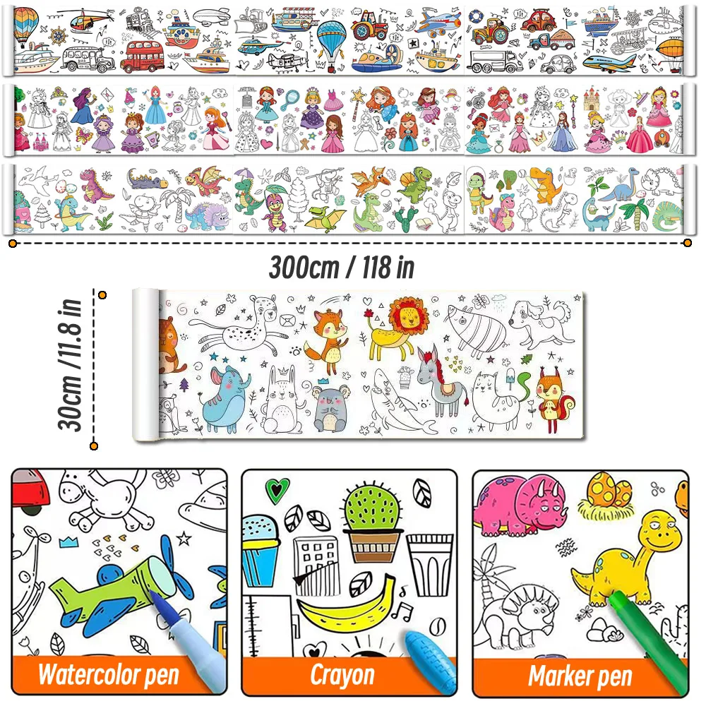 3M เด็กวาดม้วน DIY สีเหนียวบรรจุกระดาษสีกระดาษม้วนสําหรับเด็ก DIY วาดภาพวาด Early เครื่องเขียนของเล่น