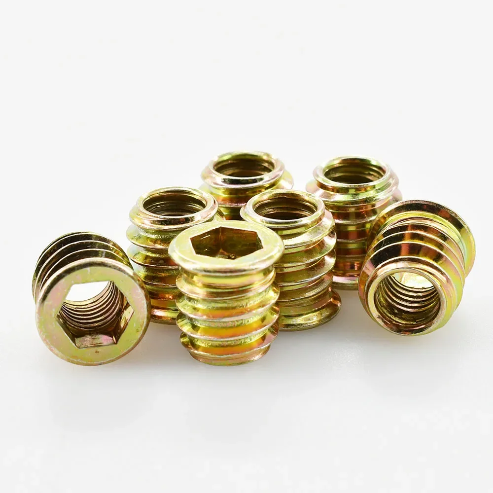 M4 M5 M6 M8 M10 Furniture Nut Zinc Alloy Hex Drive Insert Nuts T-Type Woodworking Wood Insertnut Table Desk Chair Bed Nutsert