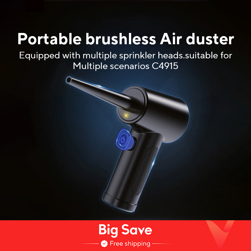 Draagbare luchtstofdoek voor computerreiniging 51000 RPM Draadloze persluchtblazer met LED-licht voor pc-computers Toetsenbord schoon