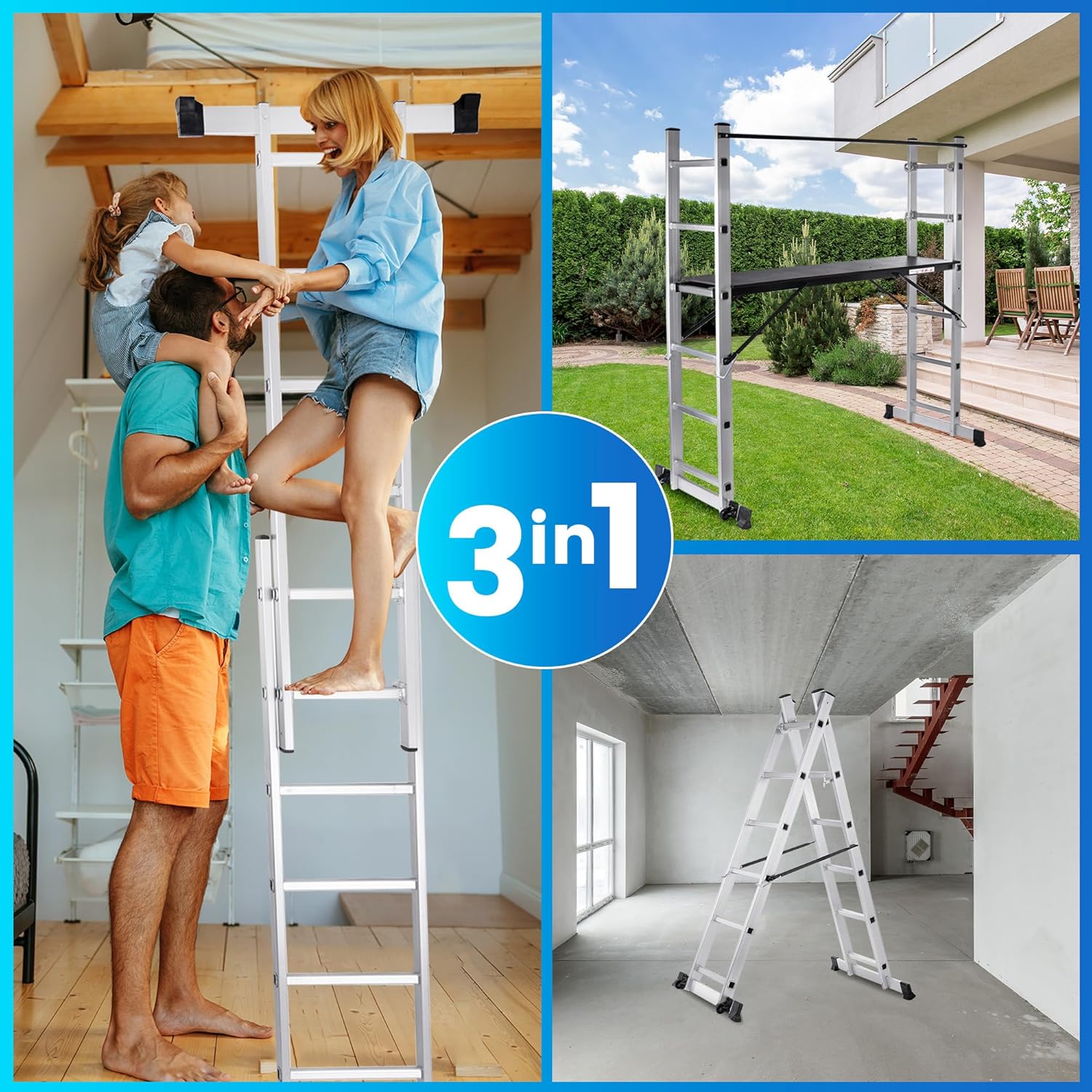 Aluminium Ladder Steigers, Multifunctioneel Werkplatform, Trapladder, Verschillende Versies Beschikbaar.