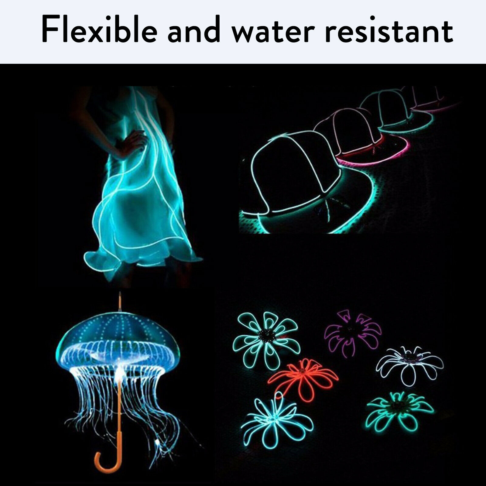 EL Wire 5m 4m 3m 2m 1m Striscia LED Neon flessibile 5V 3V 12V Corda impermeabile per auto fai da te Sala festa Abbigliamento Decorazione della casa