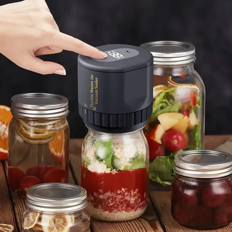 Kit de sellado al vacío eléctrico para tarros Mason, inalámbrico, para fermentación de boca ancha de tarros Mason con Mason