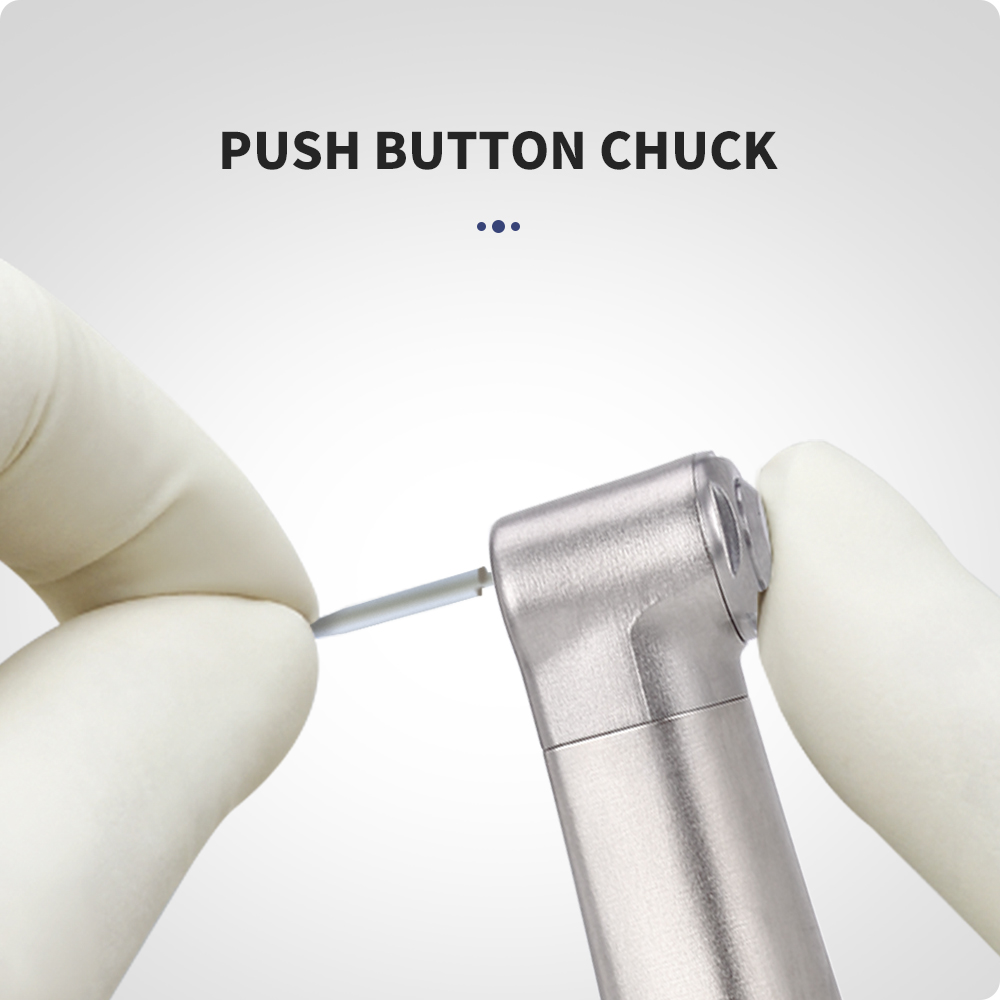 AZDENT Dental 1:1 LED Fiber Optic Handpiece Internal Water Spray Contra Angle Push Button Chuck Blue Ring Low Speed Handpiece