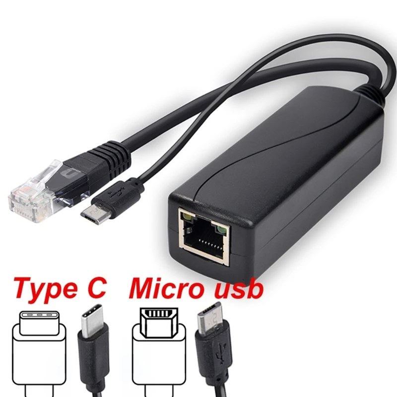Divisor PoE 5V MicroUSB Power Over Ethernet 48V a 5V divisor POE para cámara IP MicroUSB tipo C DC5.5x2.1 DC3.5x1.35
