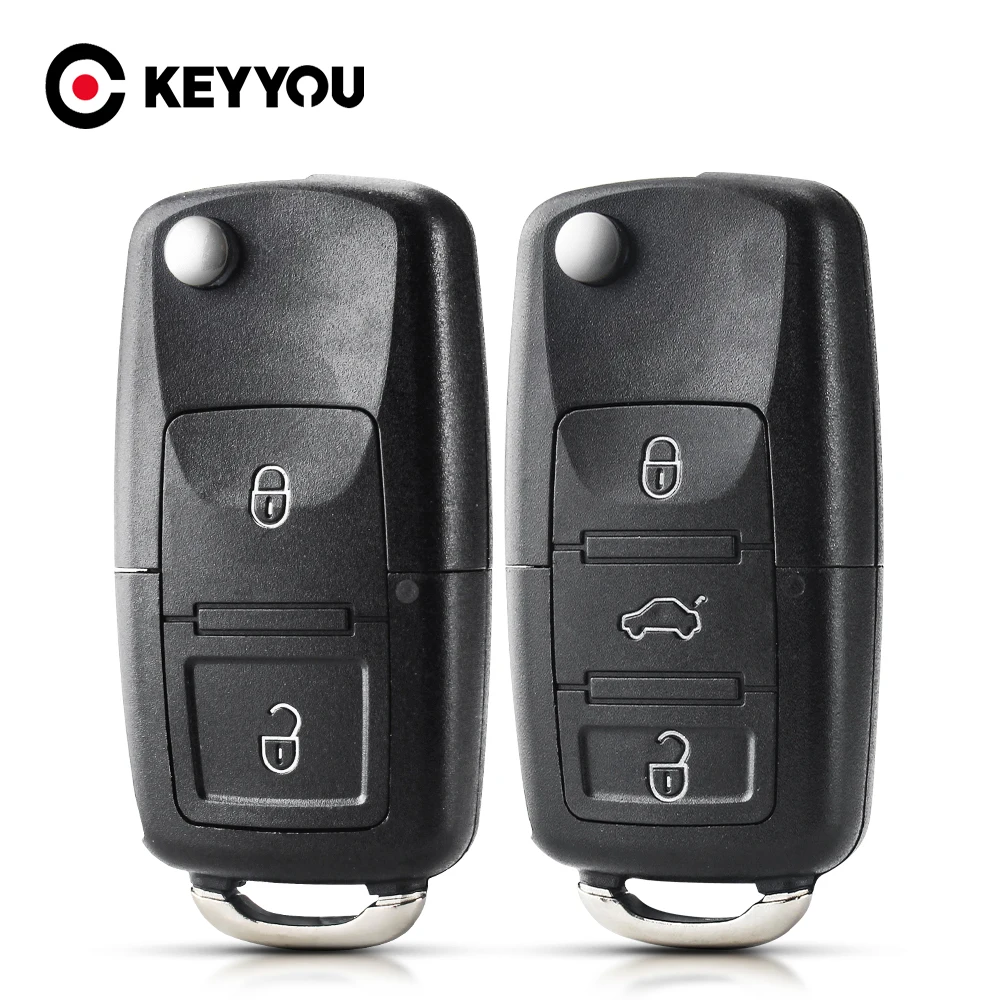KEYYOU 1PCS Für Volkswagen Vw Jetta Golf Passat Käfer Skoda Sitz Polo B5 Klapp Auto Fernbedienung Schlüssel Flip Klapp Schlüssel shell Fall