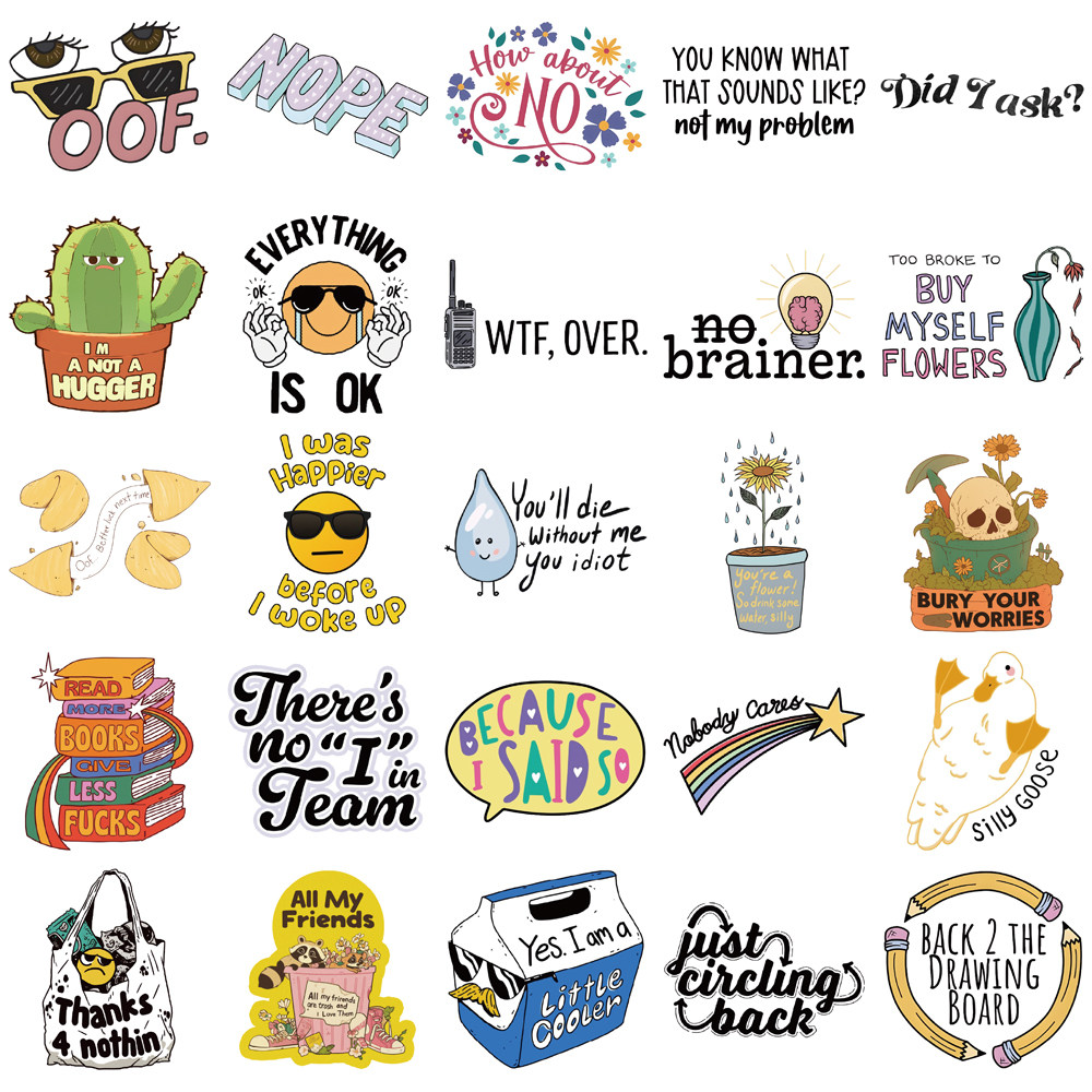 Autocollants SarCastic créatifs, 50 pièces, étuis de téléphone décoratifs, ordinateurs portables, tasses d'eau, planches à roulettes, autocollants imperméables personnalisés DIY