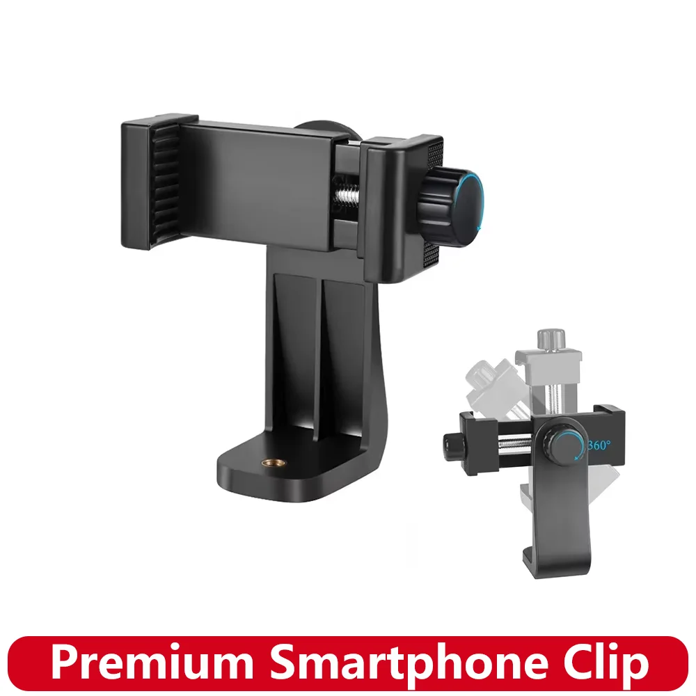 Supporto per telefono Adattatore per montaggio su treppiede orizzontale verticale Clip girevole regolabile per iPhone Supporto per fotocamera selfie stick Android