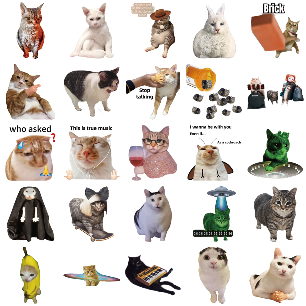 50 STKS Kat Creatieve Grappige Stickers Leuke Cartoon Decoratie Telefoon Gevallen Notebook Water Cups DIY Gepersonaliseerde Stickers