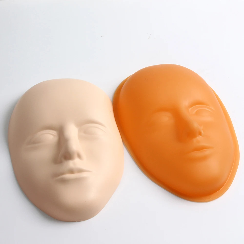 5Dフェイシャルタトゥートレーニングヘッド、シリコン練習アートメイクリップ眉毛タトゥースキン、マネキン人形フェイスヘッド、フェイススキン