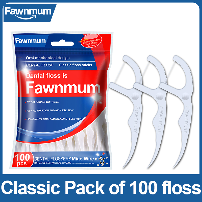 Fawnmum 100 stücke Zahnseide Flosser Picks Zahnstocher Zähne Stick Interdentalbürste Zahn Reinigung Zahnseide Pick Oral pflege