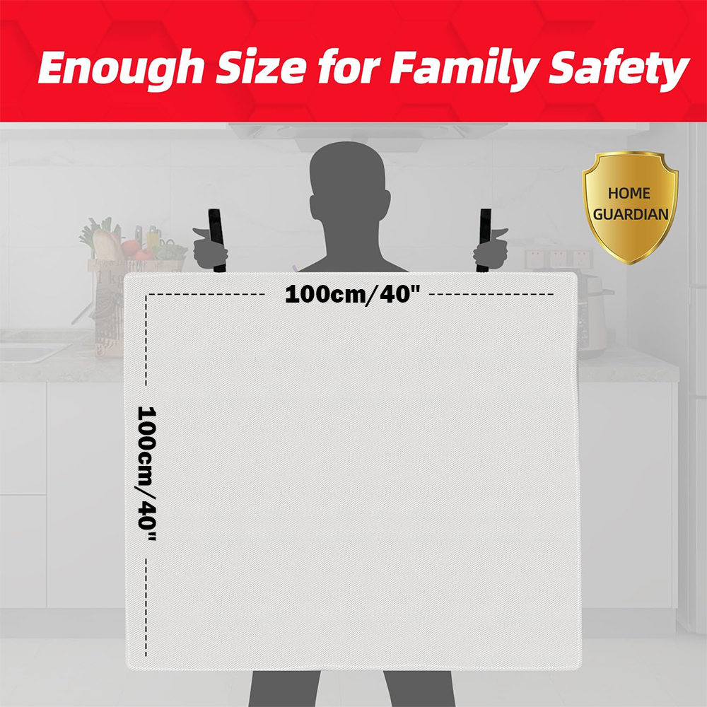 Fire Blanket 2 Pack 2*2m/1.5*1.5m for Home Kitchen Flame Suppression Fiberglass for Camping Grill Car Office Warehouse Emergency