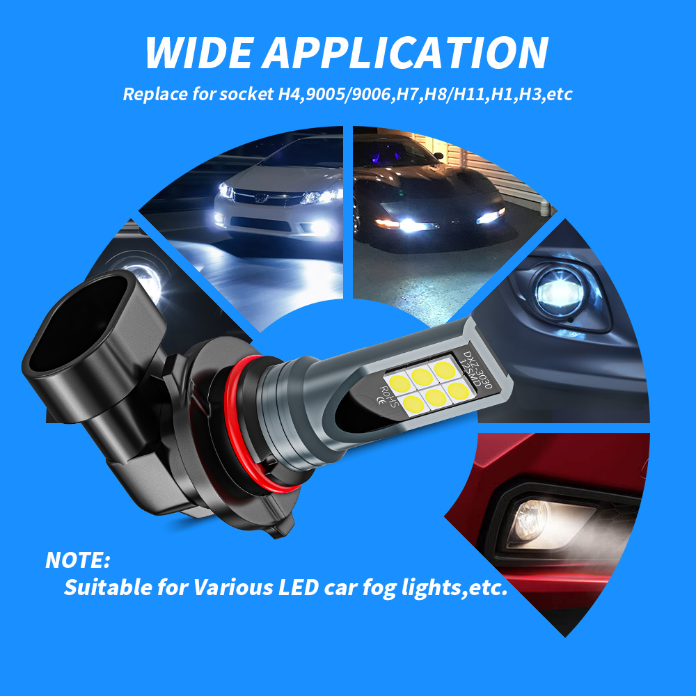 2 ชิ้น H8 H9 H11 หลอดไฟ LED 9005 9006 H10 H4 H7 หลอดไฟ Led Super Bright รถหมอกไฟวันขับรถวิ่ง 12 24 โวลต์ 6500 พันสีขาว