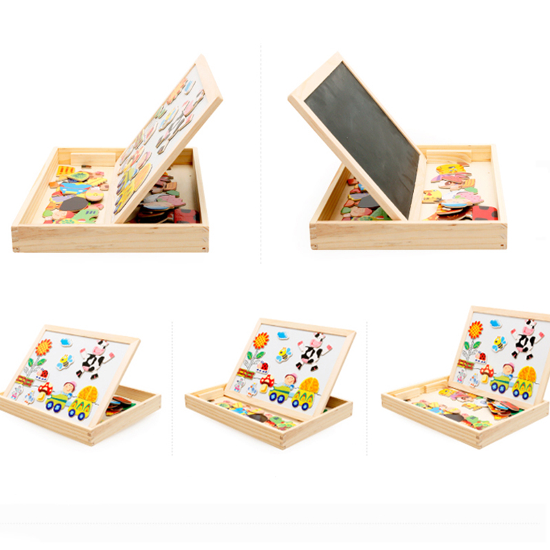 Holz Multifunktions Kinder Tier Puzzle Schreiben Magnetische Reißbrett Tafel Lernen Bildung Spielzeug Für Kinder