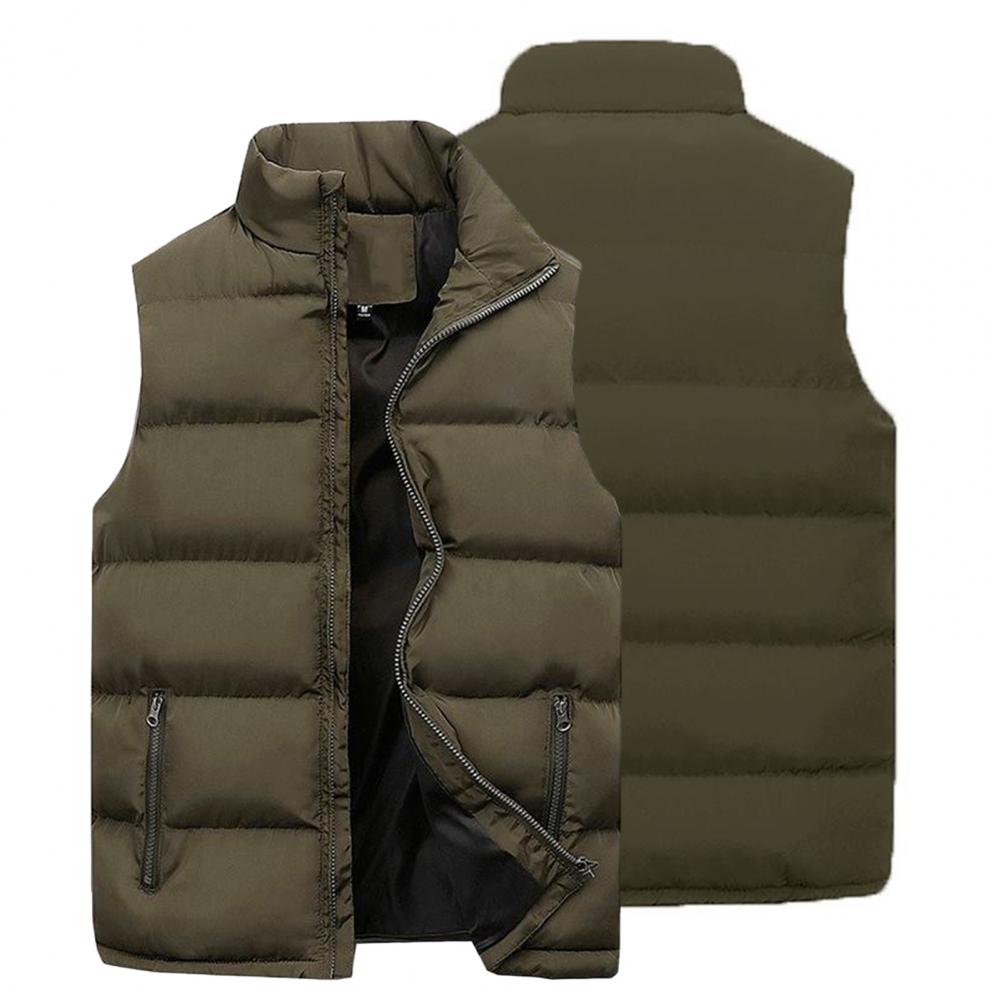 Popular abrigo sin mangas Otoño Invierno hombres chaleco chaqueta espesar bolsillos chaleco recto chaqueta a prueba de viento