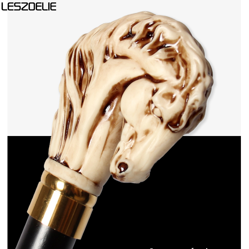 97ซม.Retro Horse Head Resin Handle Stick ผู้ชายเยอรมัน Beech ไม้ที่ถอดออกได้แฟชั่นไม้เท้าเดินผู้หญิง Party ตกแต่ง Canes