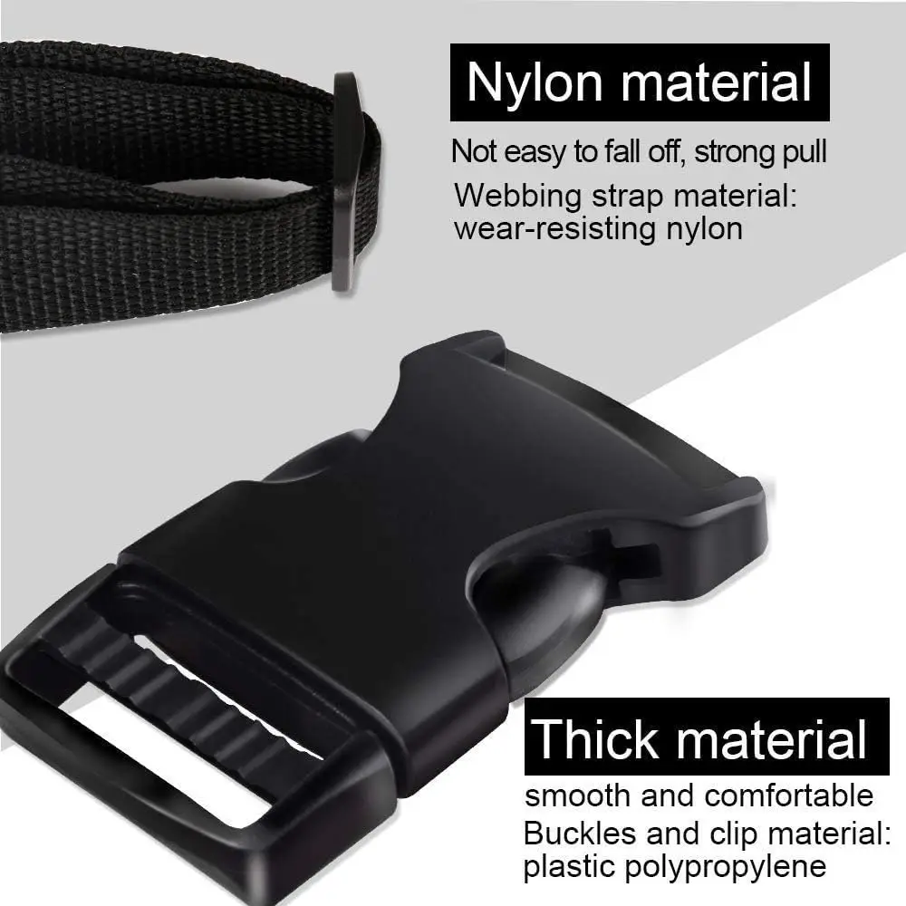 Cinturino in nylon da 4 M con 10 set di fibbie a sgancio laterale piatte e diapositive Tri-Glide per tracolla e zaino da viaggio fai-da-te