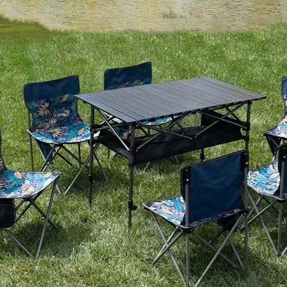 Outdoor opvouwbare lange tafel draagbare opslag zwart camping bureau barbecue eenvoudig te installeren met netzak licht stabiel
