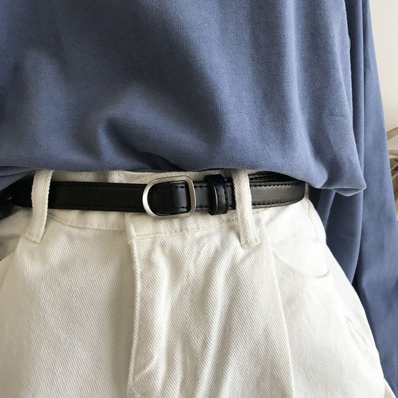 Cinto preguiçoso casual simples perfurado cinto feminino emparelhado com jeans cinto masculino cinto de couro pu