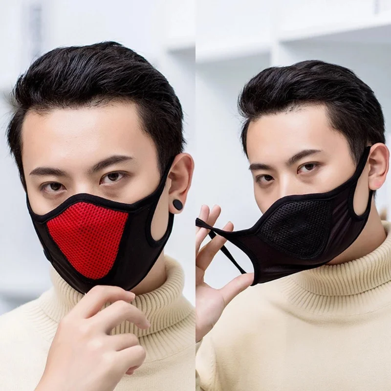 ผ้าปิดปากหน้ากากสีดำตาข่ายระบายอากาศได้ดีสำหรับผู้ชายหน้ากากป้องกัน3D แบบใช้ซ้ำได้สำหรับผู้ใหญ่หน้ากากงานปาร์ตี้