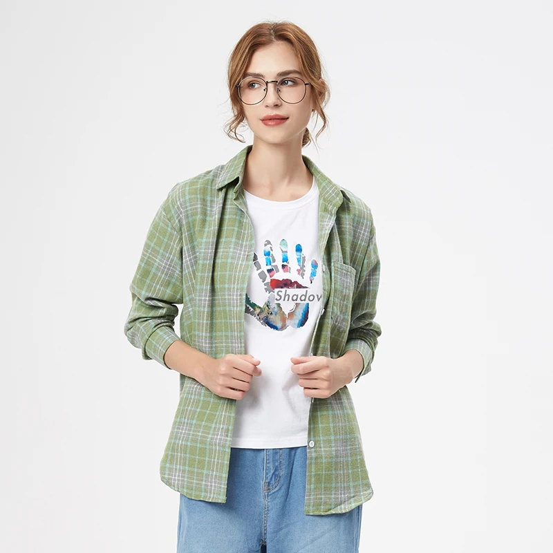 ผู้หญิงเสื้อลายสก๊อต 2024 ใหม่สุภาพสตรีหลวมสบายๆเสื้อและเสื้อสดสไตล์วิทยาลัยหญิงเสื้อแขนยาวผู้หญิงเสื้อผ้า