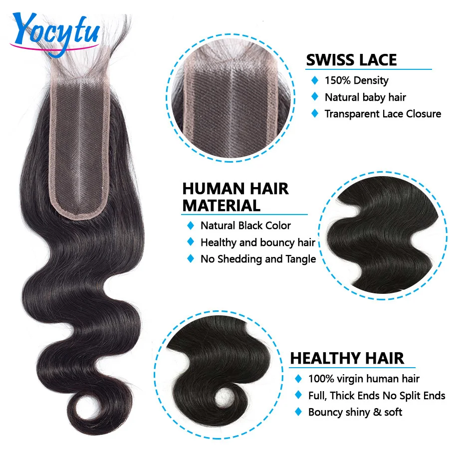 Yocywtu pacotes de cabelo humano com fecho 20 22 24 polegadas pacotes de cabelo humano 100% cabelo humano com fecho 2x6 hd fechamento de renda com pacotes de cabelo humano para mulheres 1-3 entrega rápida